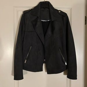 Suede leather gray moto jacket